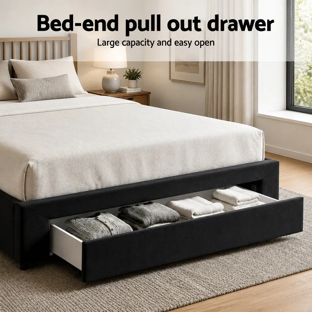Upholstered King Bed Frame with Storage & USB Charging