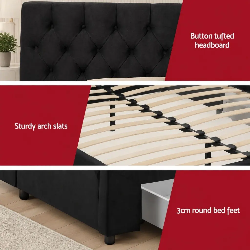 Upholstered King Bed Frame with Storage & USB Charging