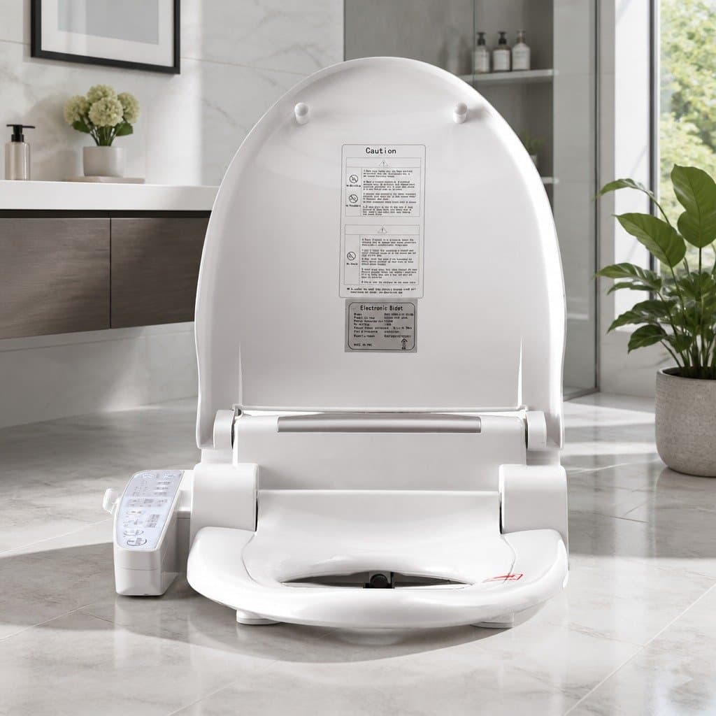 Electric Bidet Toilet Seat Cover Auto Smart Water Wash Dry Panel Control White