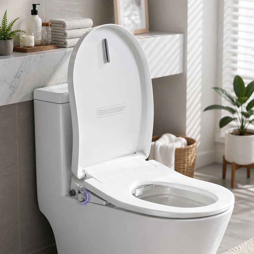 Electric Bidet Toilet Seat D-Shape White