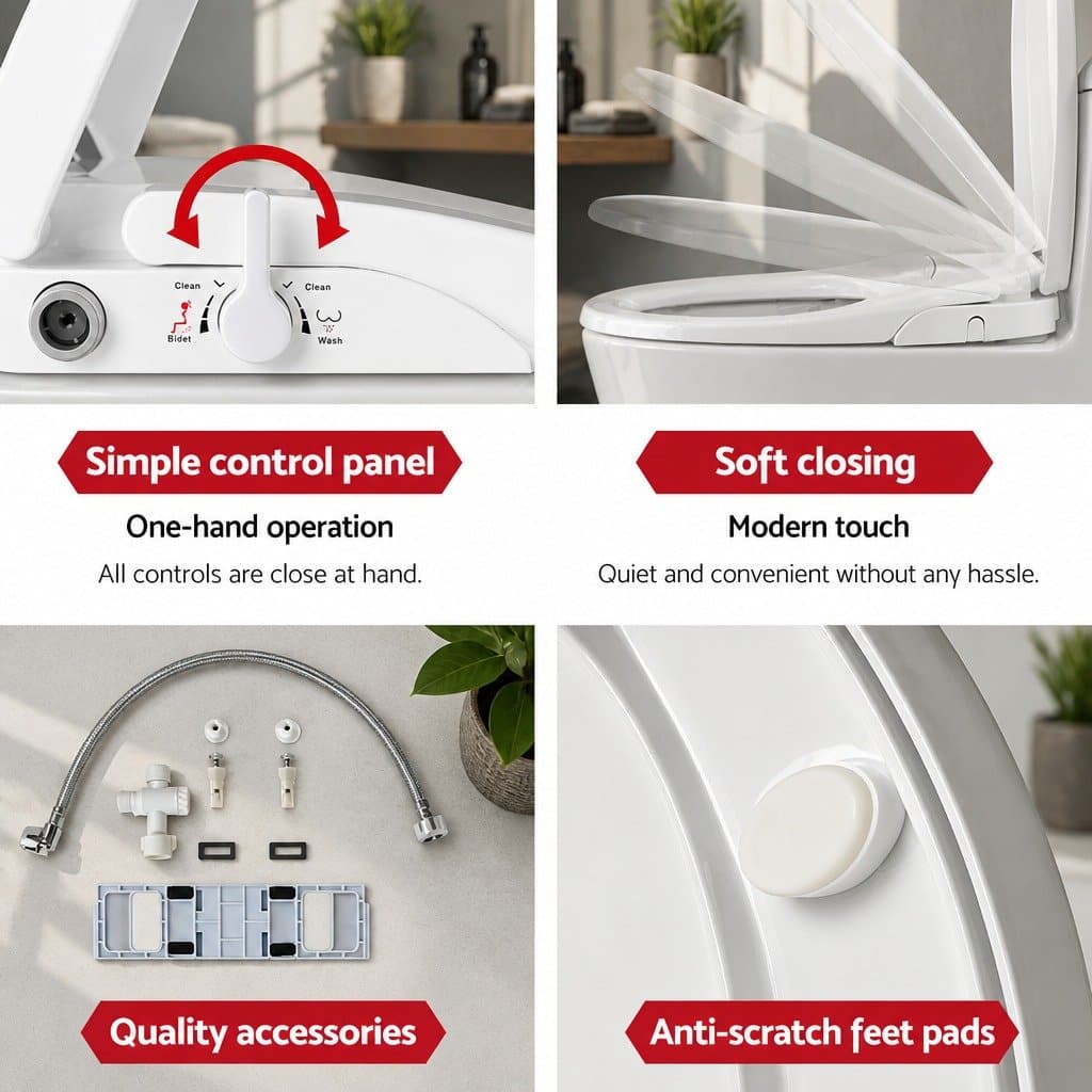 Non-Electric Bidet Toilet Seat Cover with Water Spray