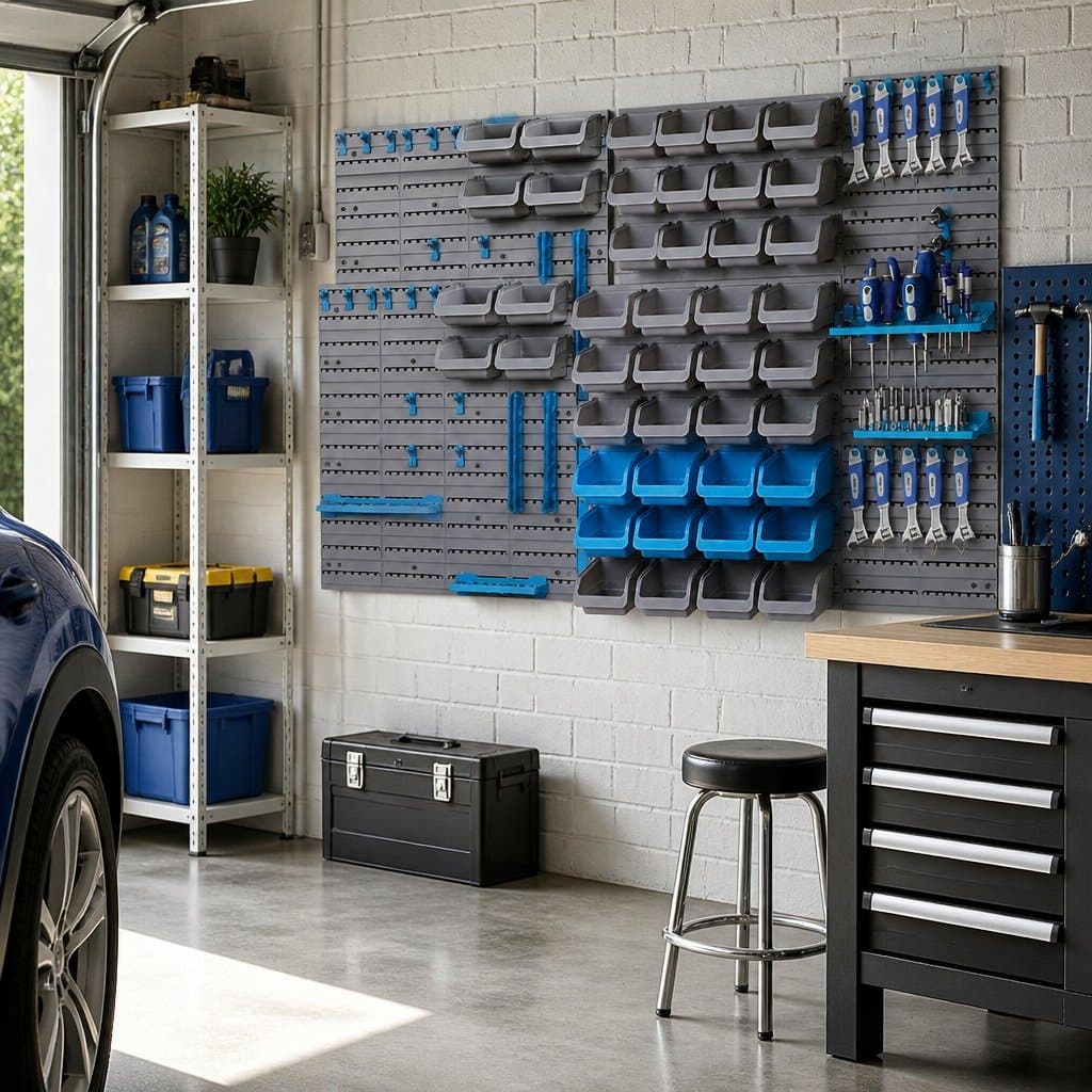 Wall Mounted Storage Bin Rack for Tools