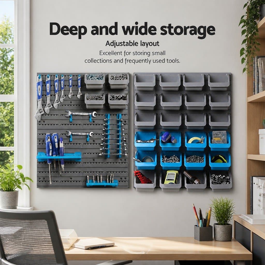 44-Piece Wall Mounted Storage Bin Rack for Tools