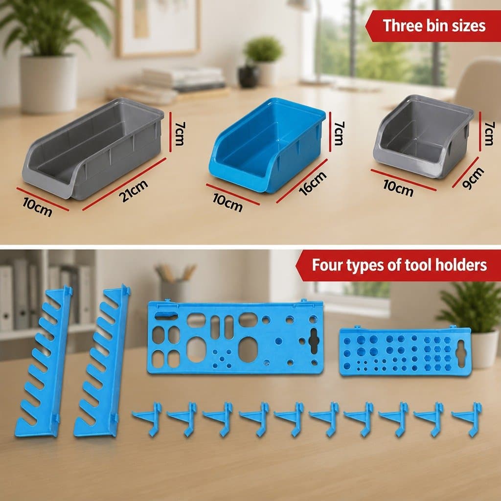 44-Piece Wall Mounted Storage Bin Rack for Tools