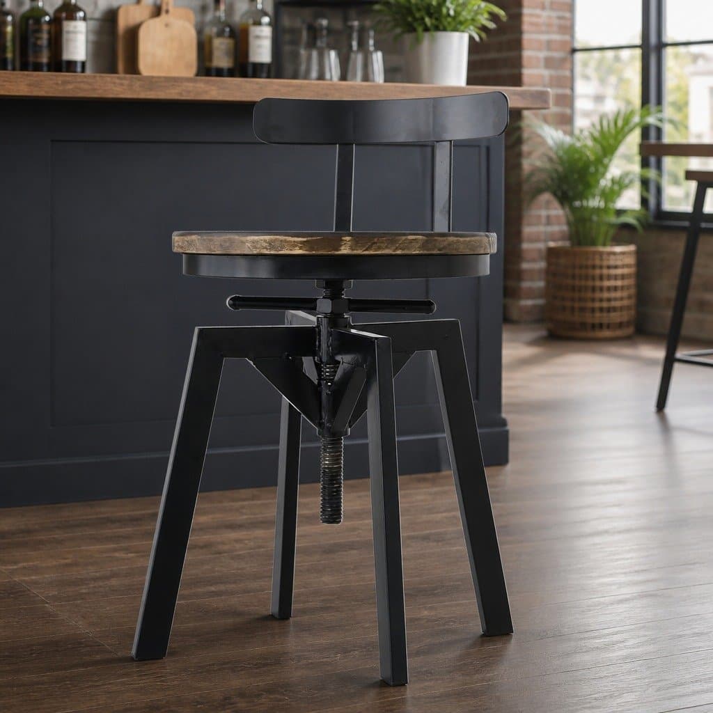 Set of 4 Adjustable Height Industrial Bar Stools