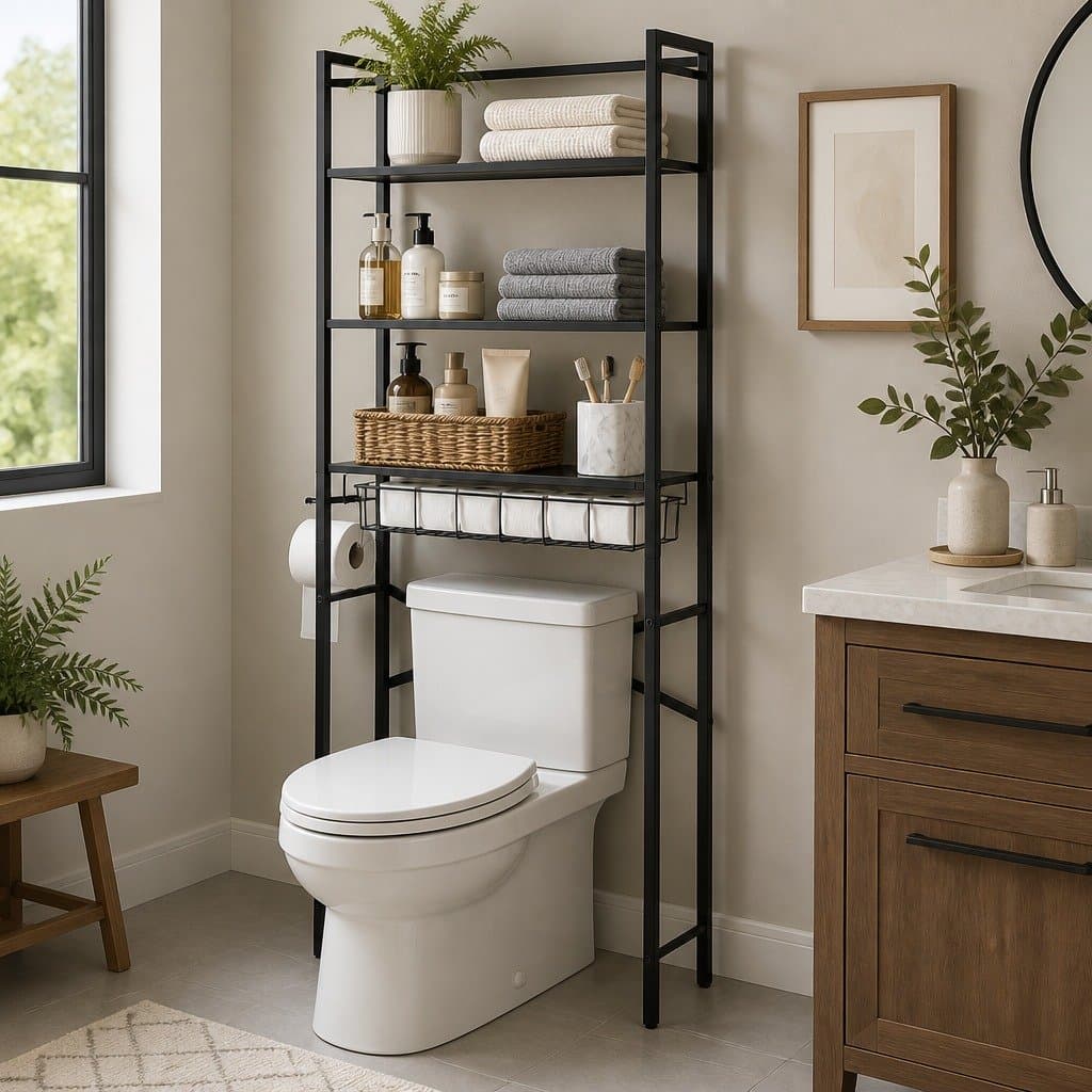 4-Tier Over Toilet Storage Rack with Toilet Paper Holder