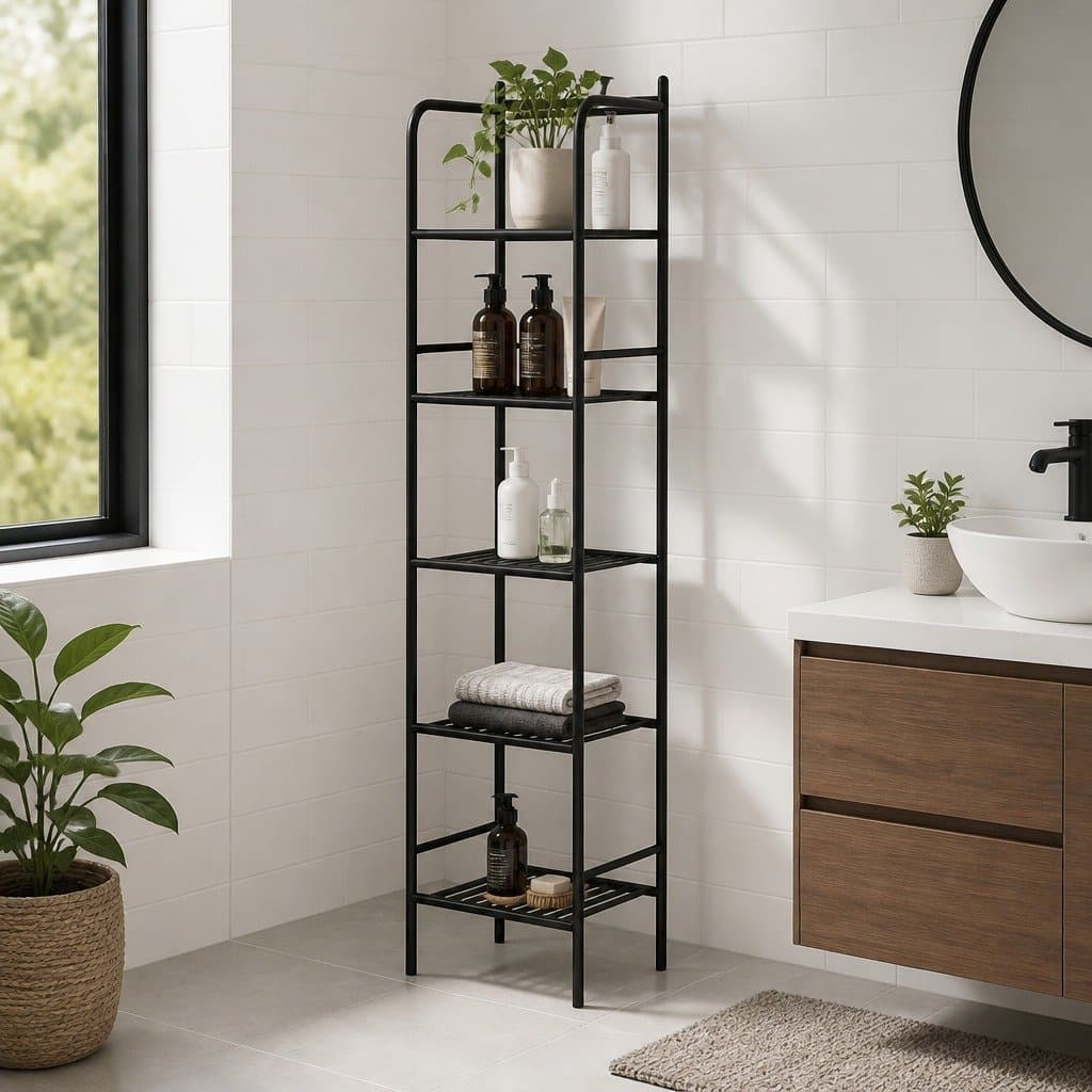 5 Tier Floor Standing Shower Caddy in Black