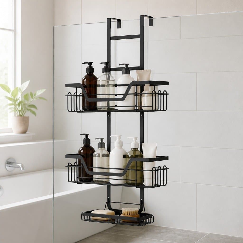 3-Tier Over The Door Shower Caddy in Black
