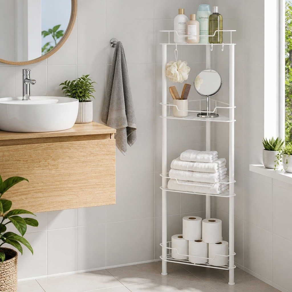 4-Tier Shower Caddy Organizer with White Finish