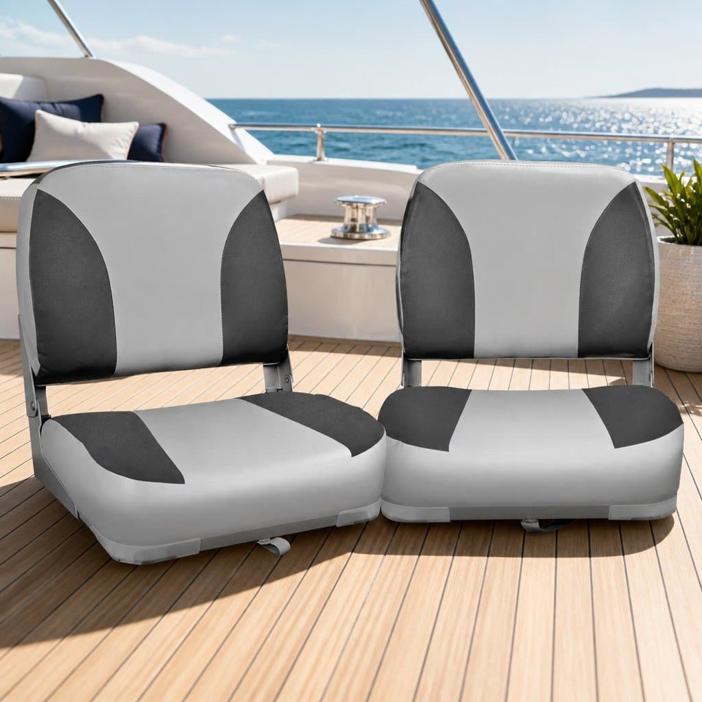 Set of 2 Grey Swivel Folding Boat Seats