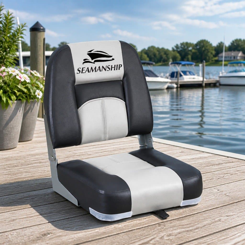 Swivel Low Back Grey Folding Boat Seats Pair
