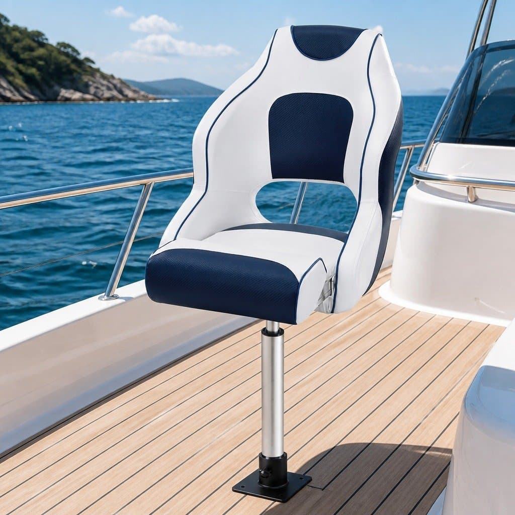 Flip-Up Boat Seat with Adjustable Pedestal