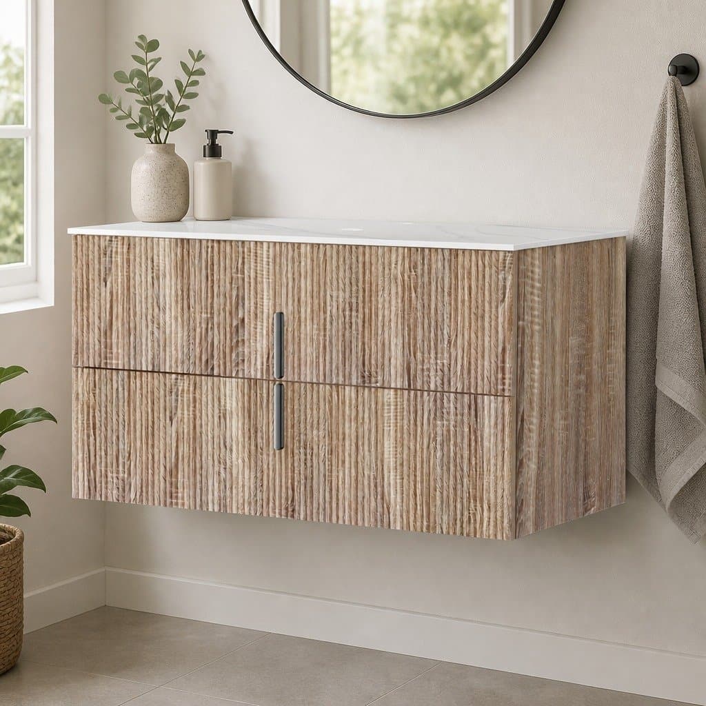 900mm Wall-Mounted Vanity Unit with Pine Front