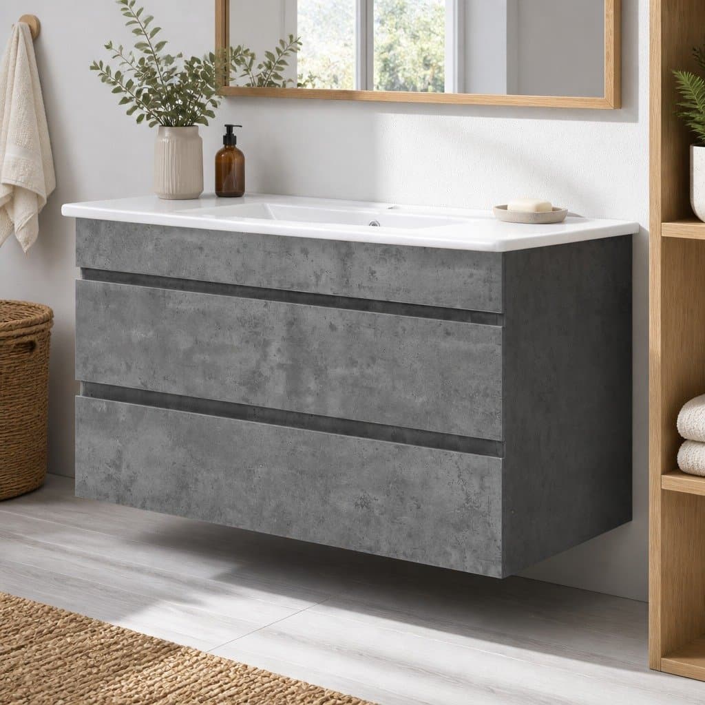 915mm Wall-Mounted Bathroom Vanity Unit with Basin