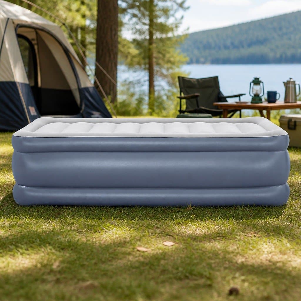 Single Air Bed Inflatable Mattress Camping Portable Built-in Pump Flocked
