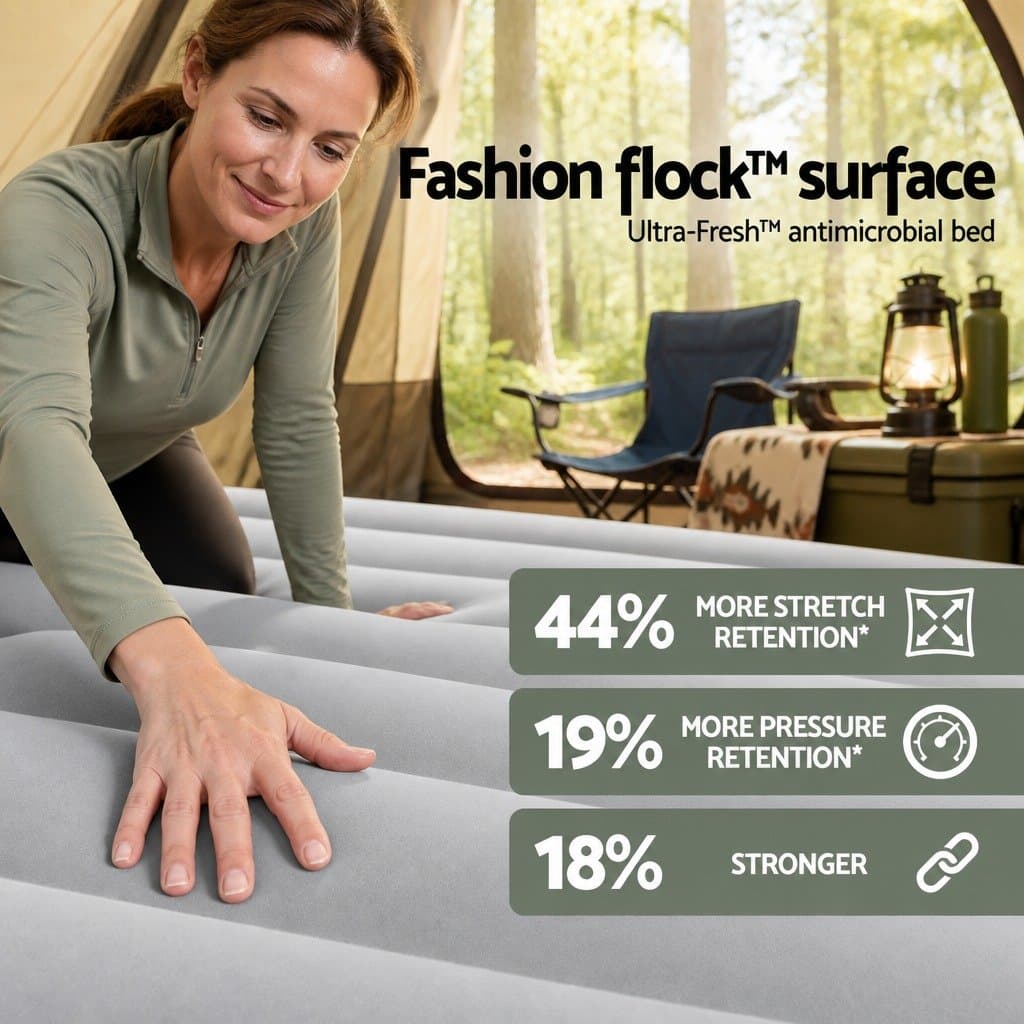 Single Air Bed Inflatable Mattress Camping Portable Built-in Pump Flocked