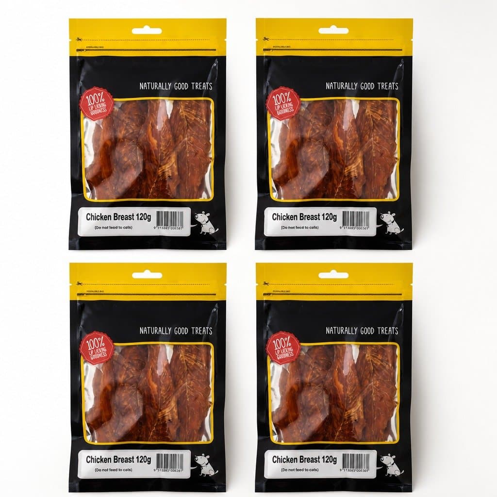 Oven-Dried Chicken Breast Treats for Dogs 120g x 4 Pack