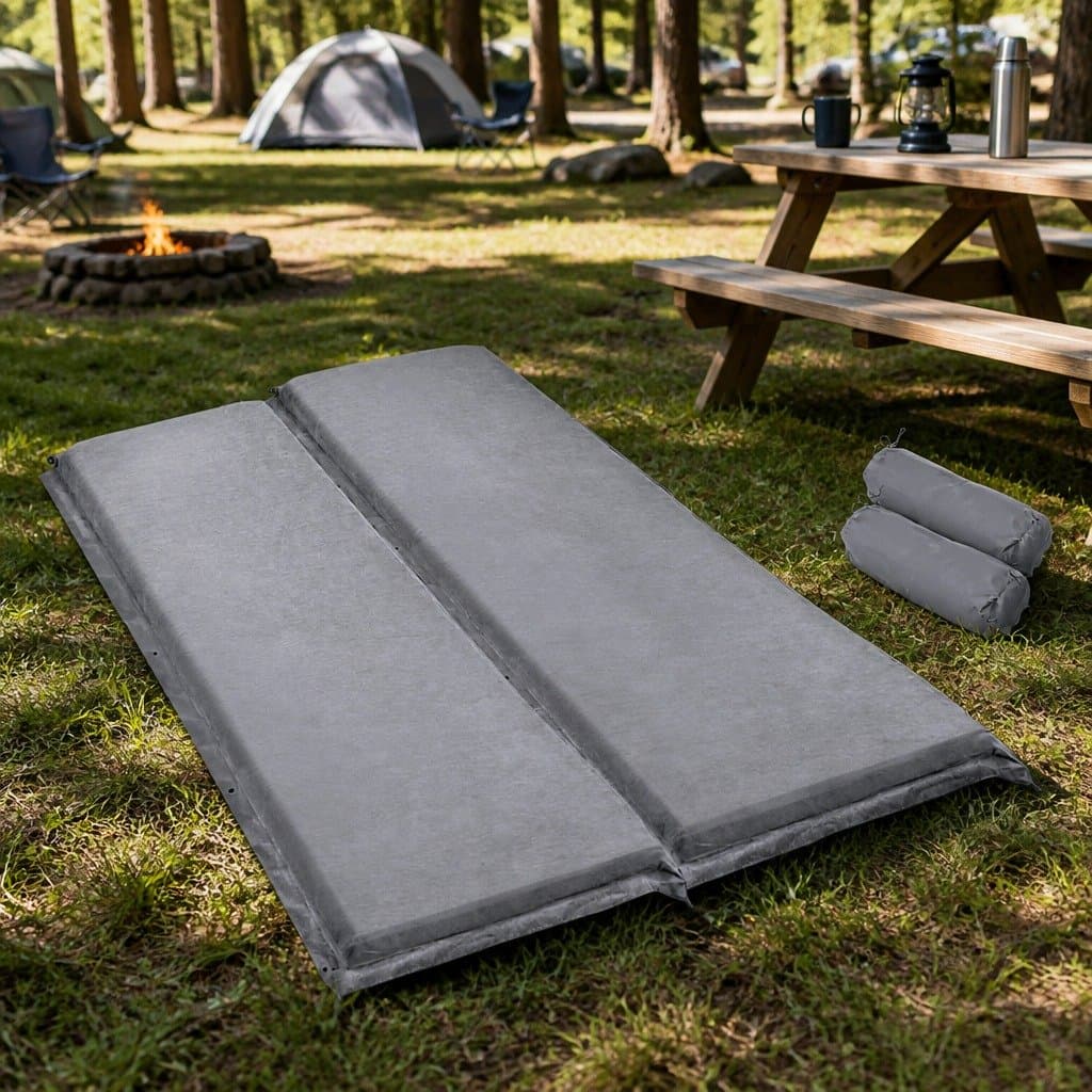 Self Inflating Double Camping Mattress Grey 187x132cm
