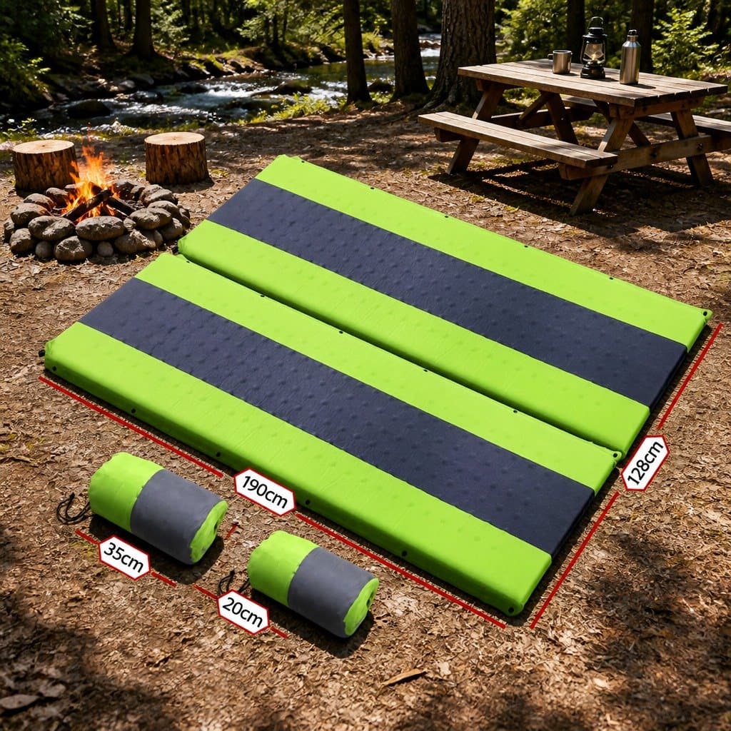 Self Inflating Double Camping Mattress Green 190cm