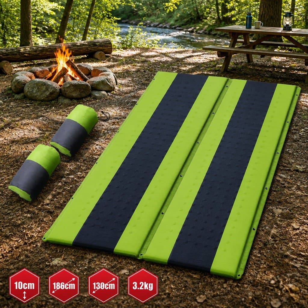 Self Inflating Double Camping Mattress Green 190cm
