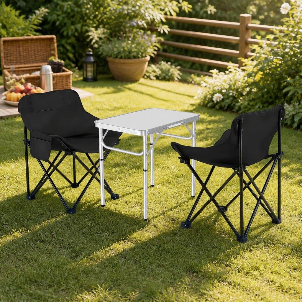 3-Piece Folding Camping Table and Chairs Set