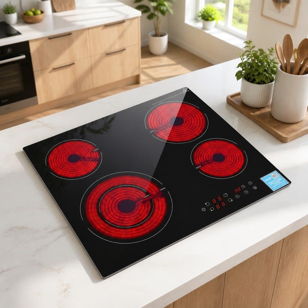 Black Glass Ceramic Cooktop with 5 Zones