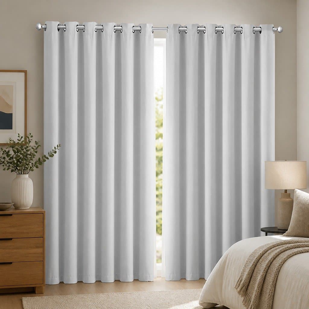 Grey Blackout Curtain Panels with Noise Insulation