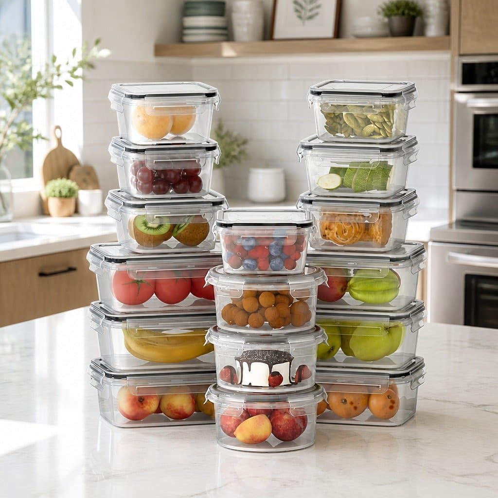 Food Storage Container Set 16-Piece Airtight Stackable Kitchen Pantry Organizer