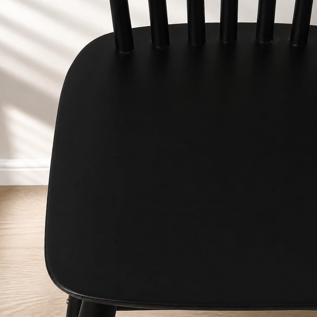 Dining Chairs Kitchen Seat Black Wooden Frame Set of 2