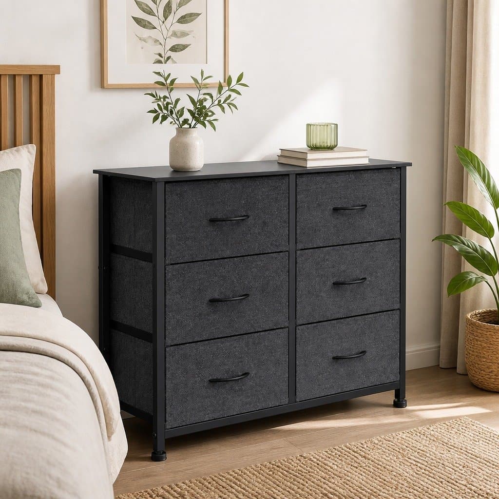 Dark Grey Storage Cabinet Tower with Removable Drawers