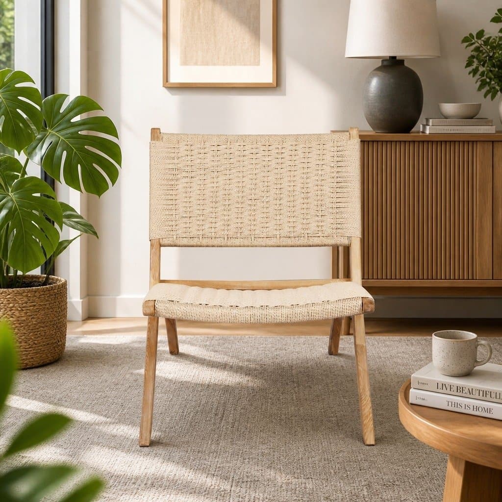 4x Foldable Recliner Set in Natural Wood for Relaxation
