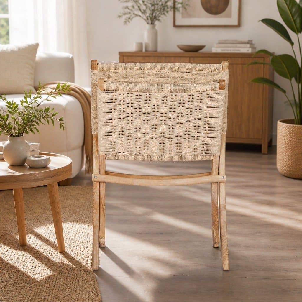 4x Foldable Recliner Set in Natural Wood for Relaxation