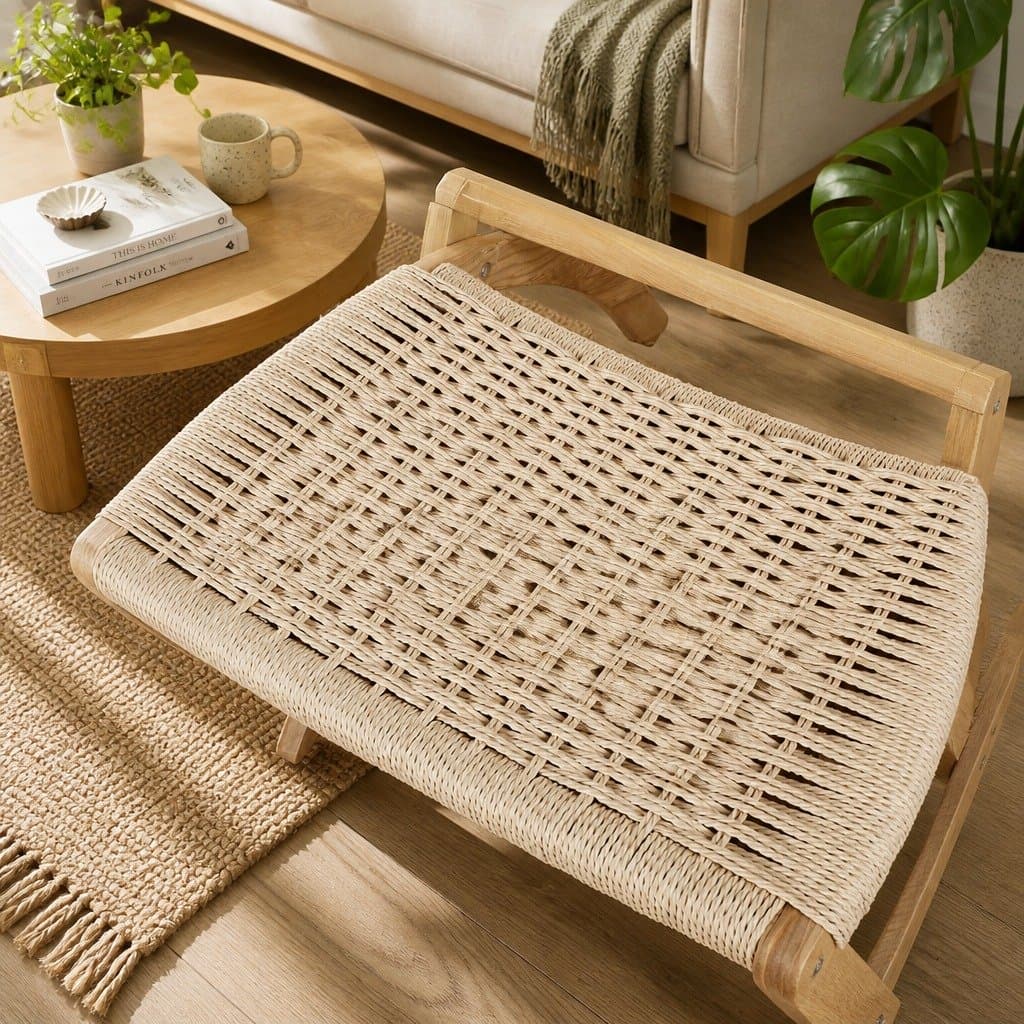 4x Foldable Recliner Set in Natural Wood for Relaxation