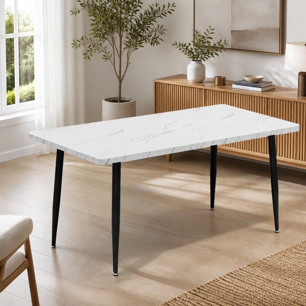 150cm Steel Frame Dining Table for 4-6