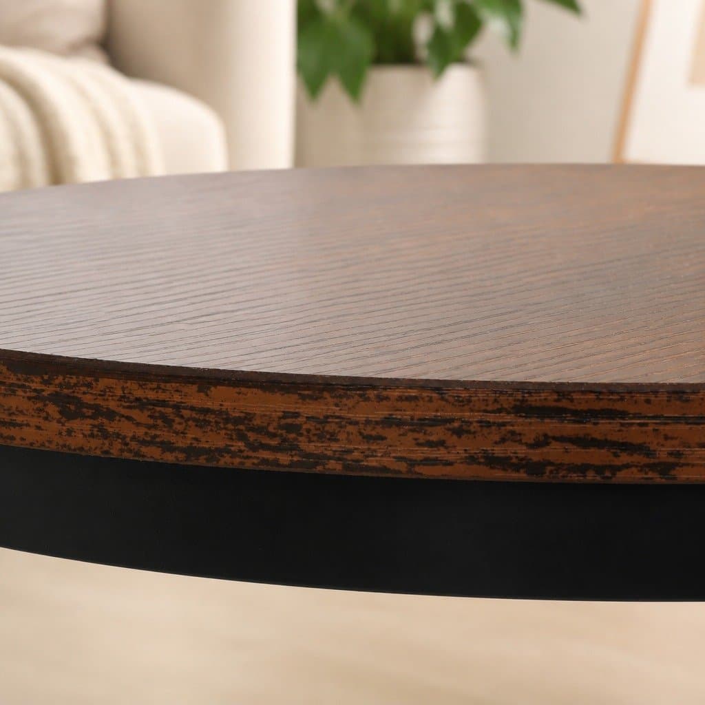 Round Nesting Coffee Table Set Wood Side Table Space Saving Modern Living Room