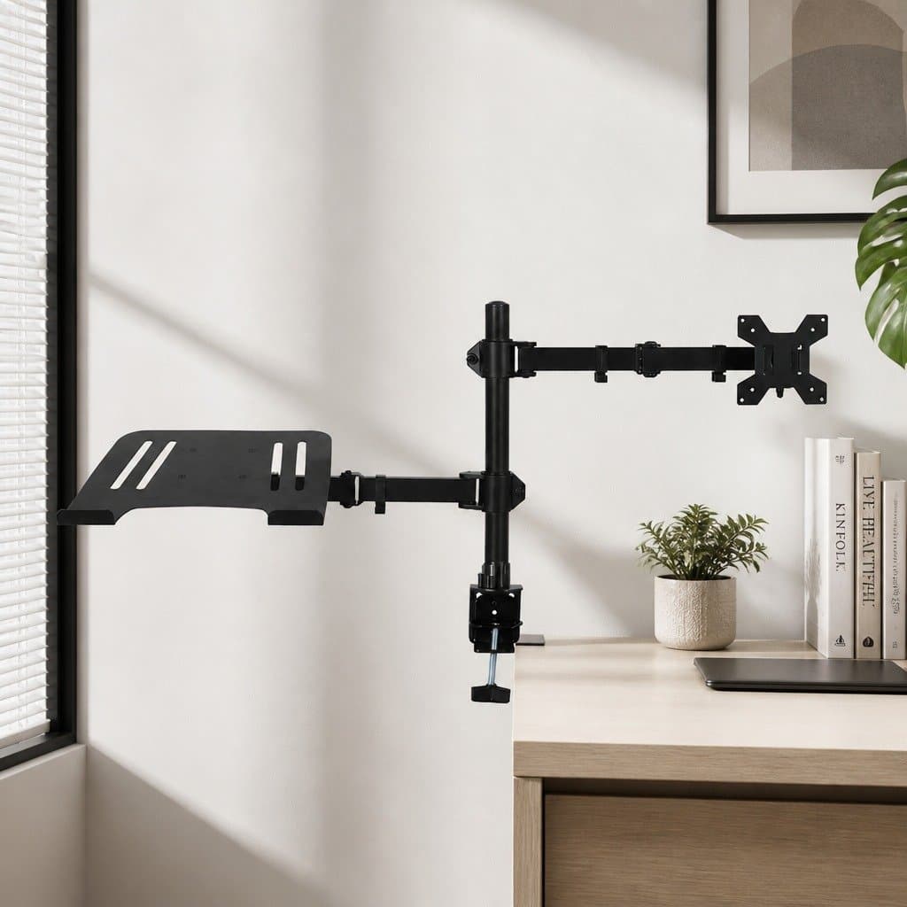 Adjustable Dual Arm Monitor and Laptop Desk Mount