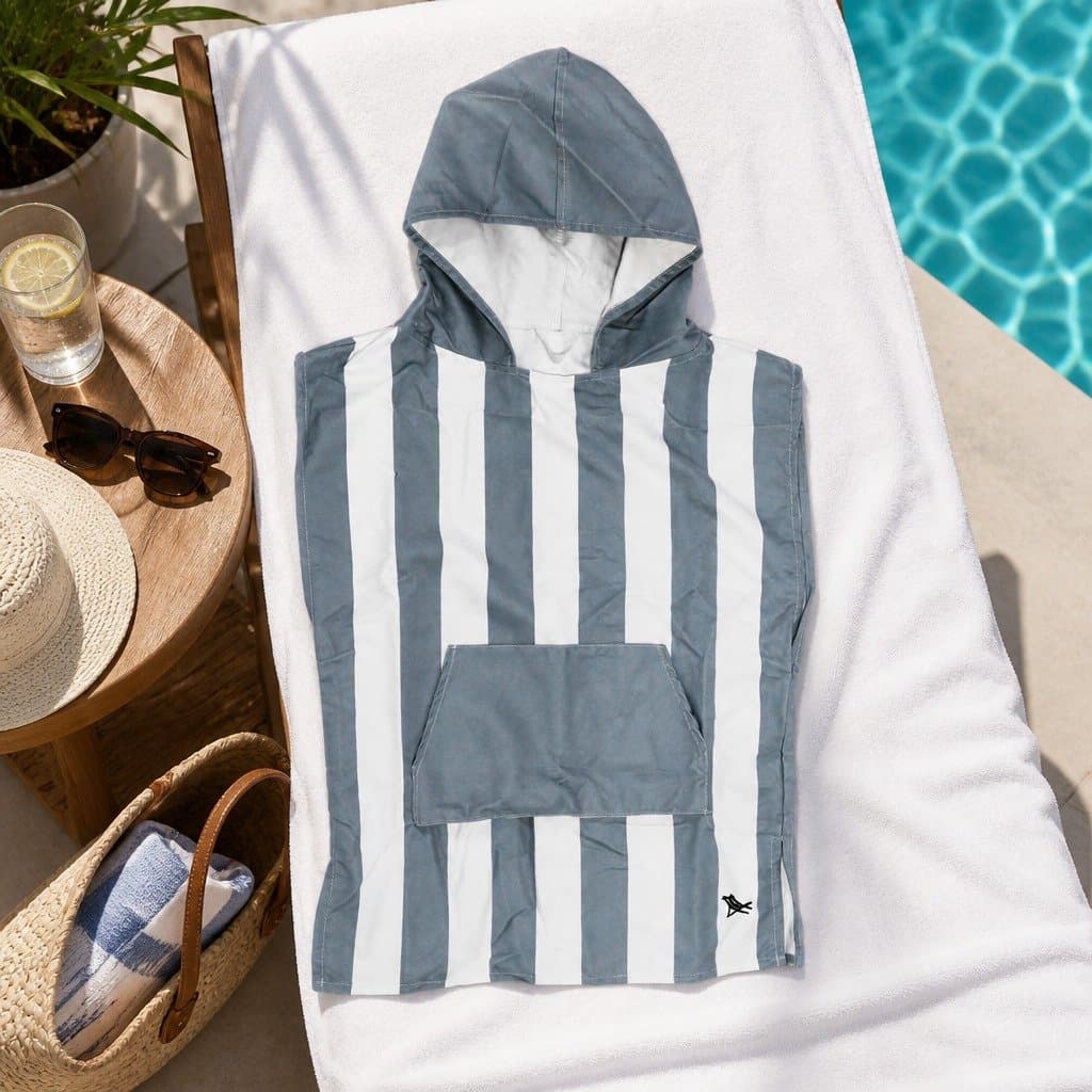 Kids Grey Quick-Dry Poncho Mini Cabana Goa XS