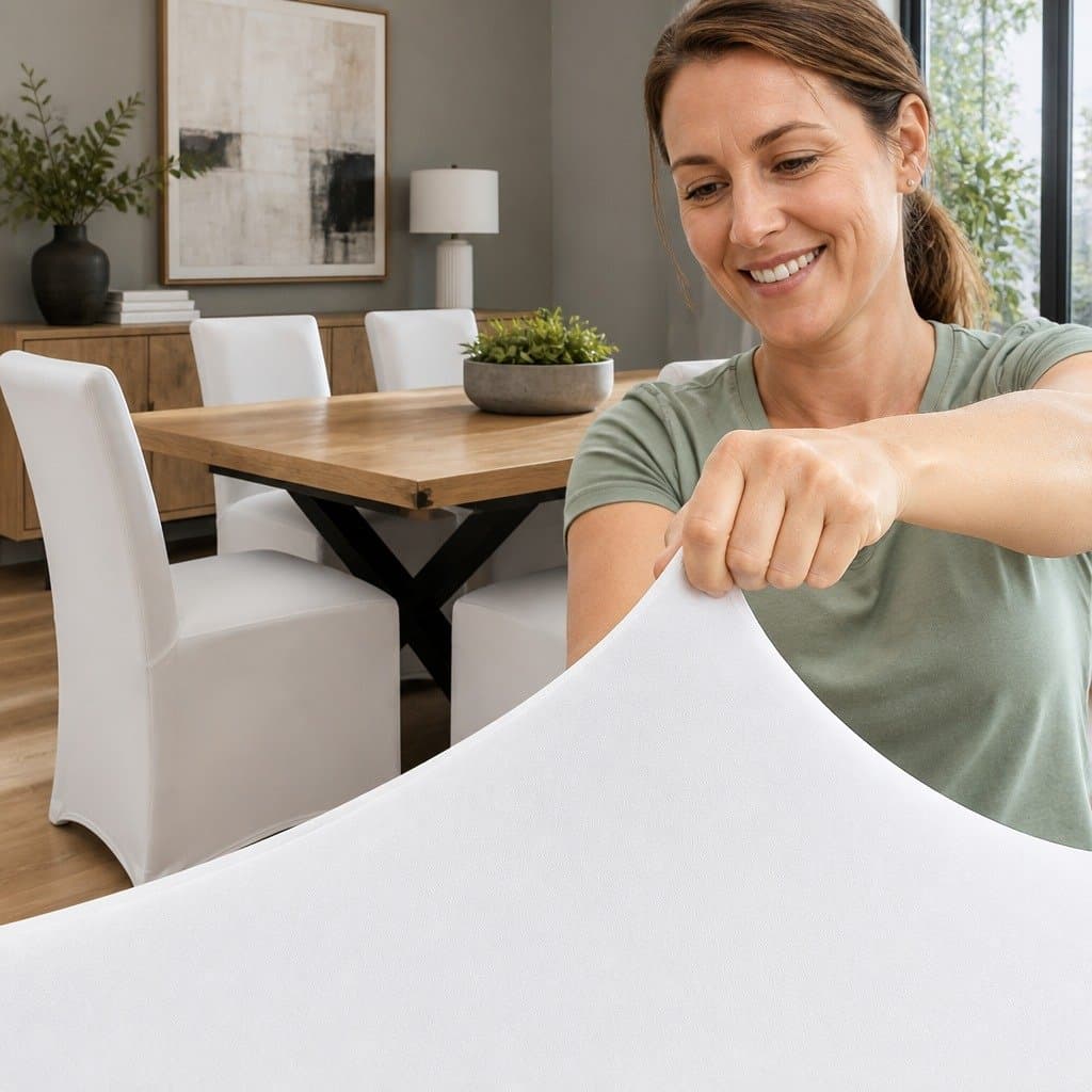 White Spandex Stretch Dining Chair Covers Set of 4