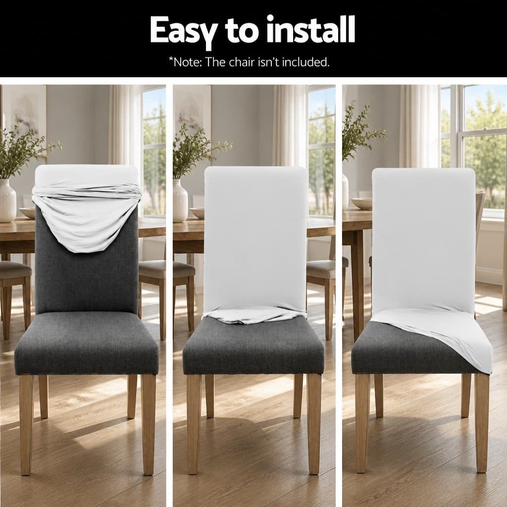 White Spandex Stretch Dining Chair Covers Set of 4