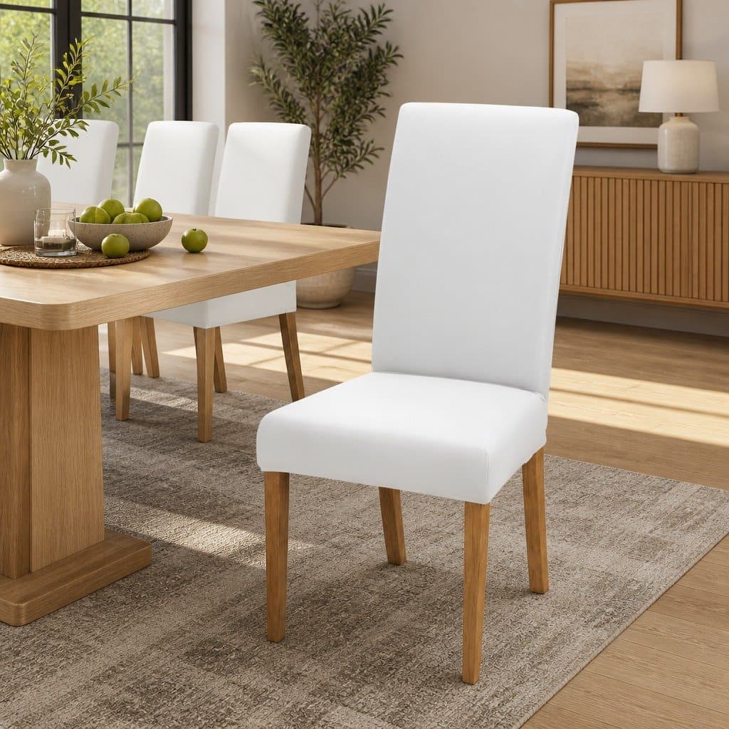 White Spandex Stretch Dining Chair Covers Set of 4