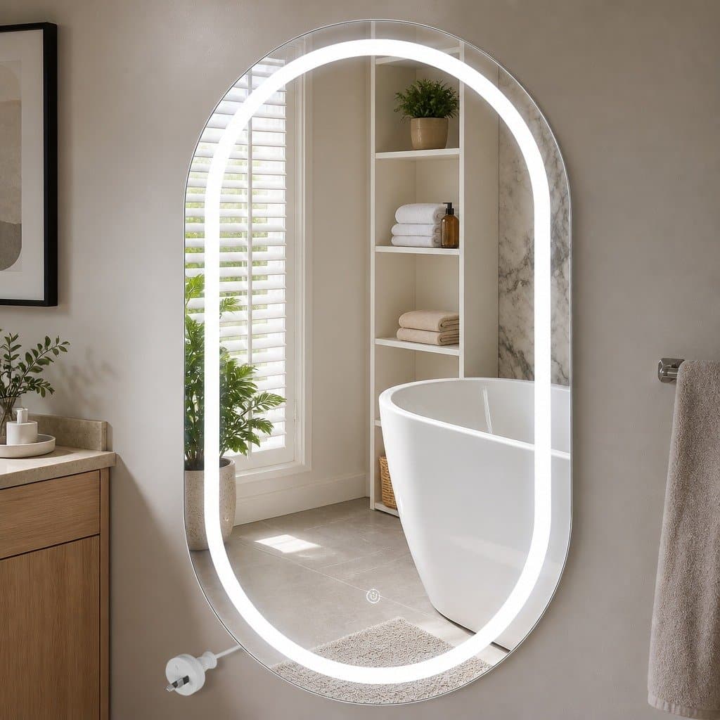 Oval LED Wall Mirror with Anti-fog Feature
