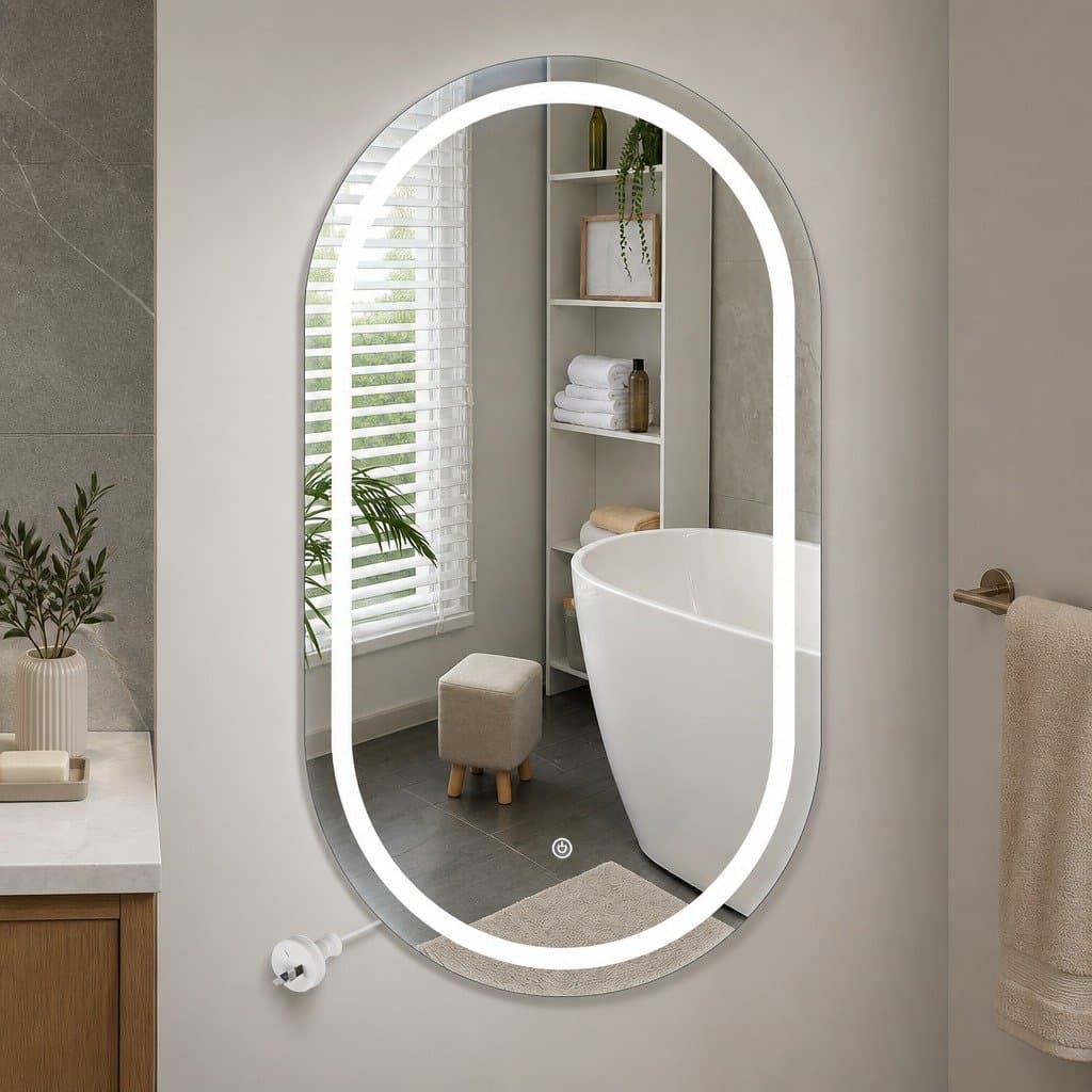 Oval LED Wall Mirror 50x90cm with Anti-Fog Feature
