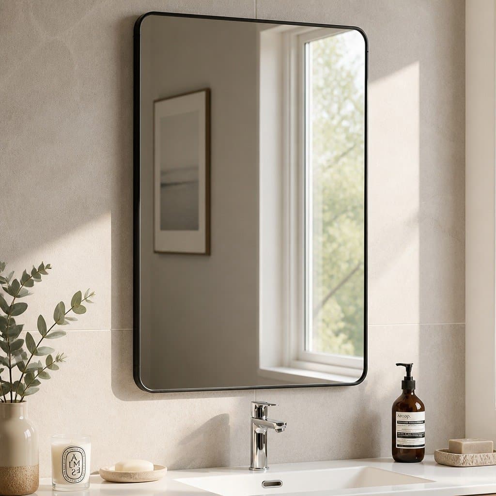 Rectangle Wall Mirror 75x50cm Black