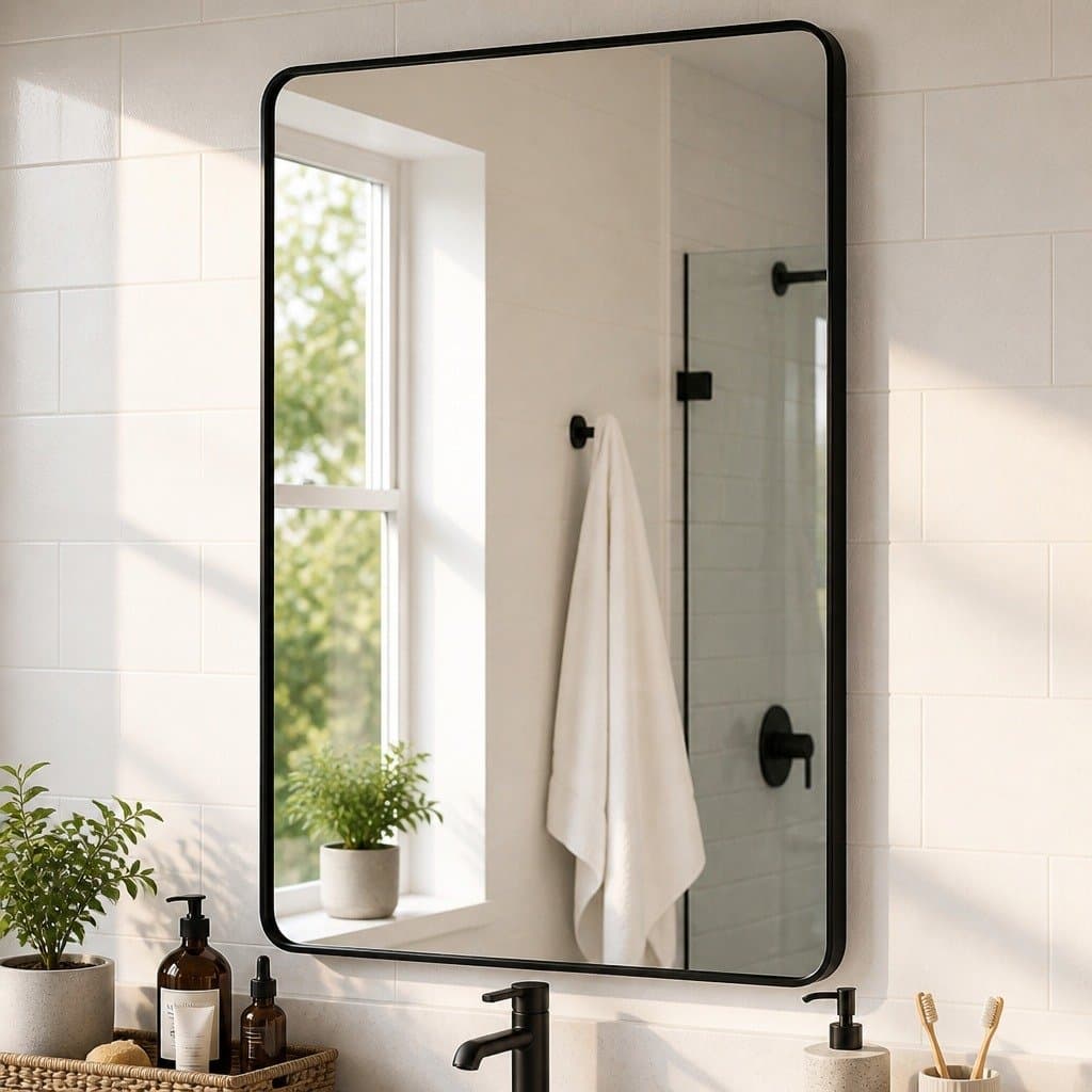 Rectangle Wall Mirror 75x50cm Black