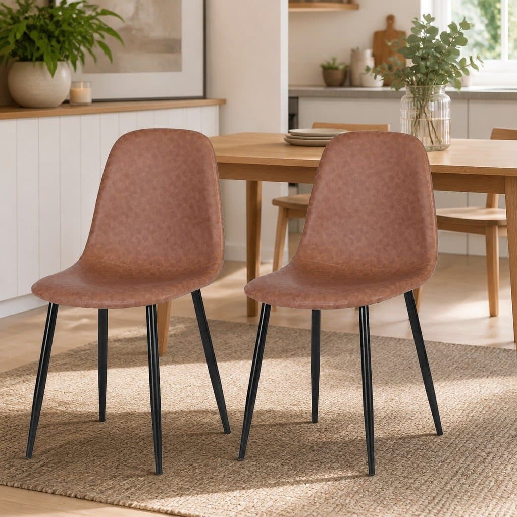 Set of 2 Retro Dining Chairs with Ergonomic Support