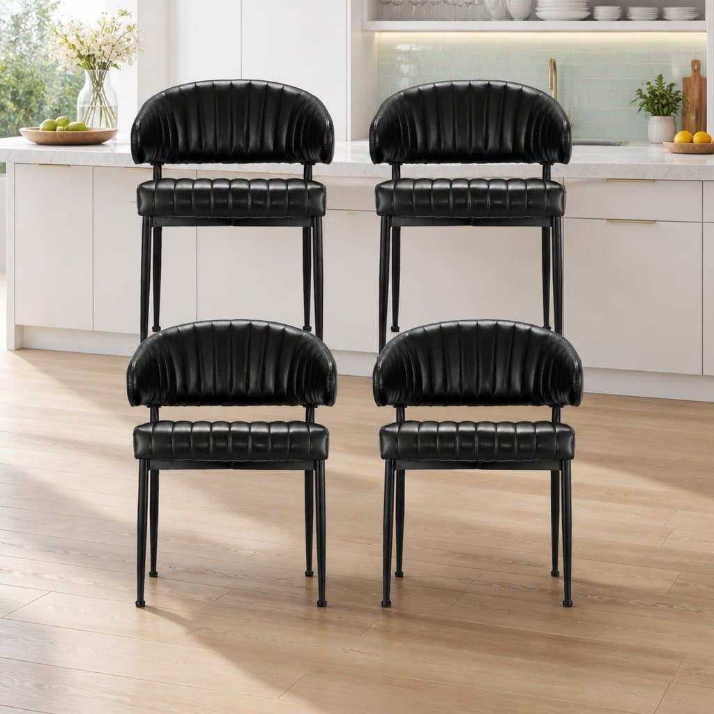 Dining Chairs Set of 4 with Leather Upholstery