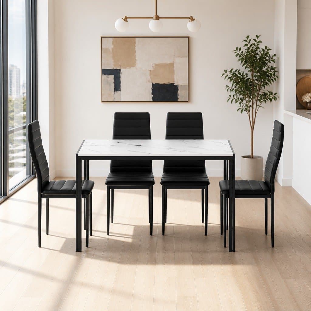 Marble Effect Dining Table with 4 Chairs