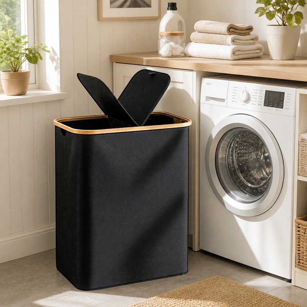 2-Section Laundry Basket with Mesh Bags