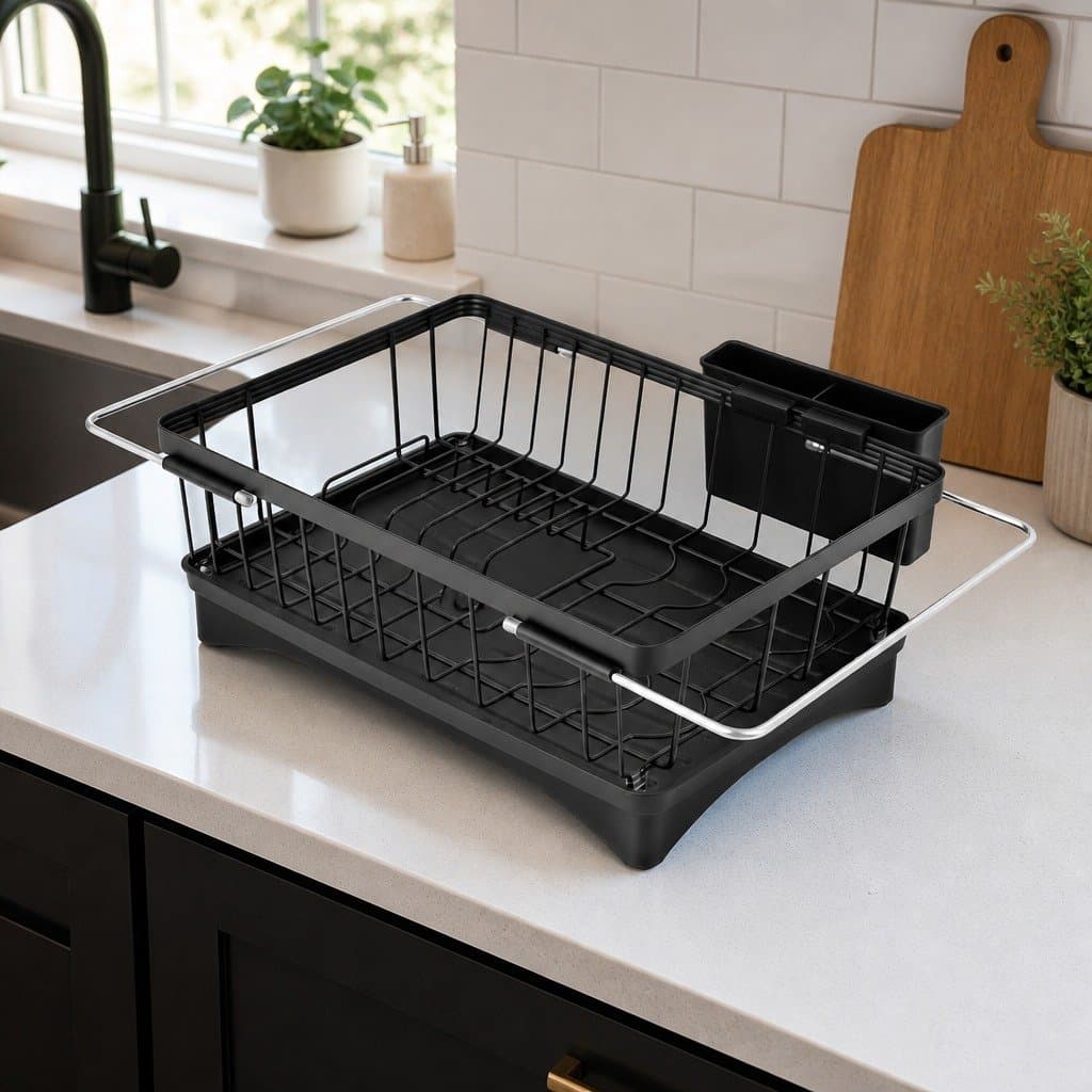 Black Dish Drying Rack for Kitchen Organising