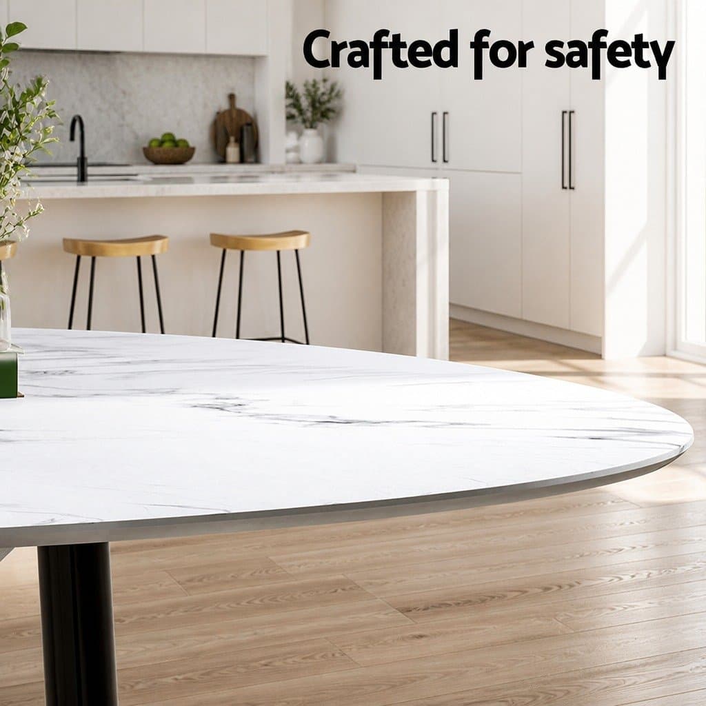 Round Marble Dining Table with 4 Chairs Set